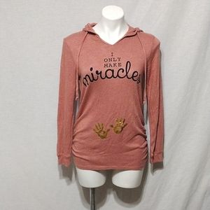 Feathers Maternity Long Sleeve Hoodie Top Small Baby Hand Print Cozy Comfy